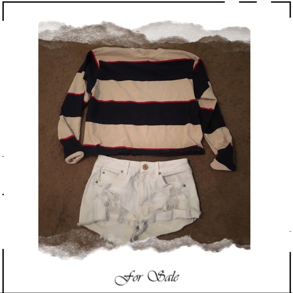 Striped Slightly Cropped Sweatshirt